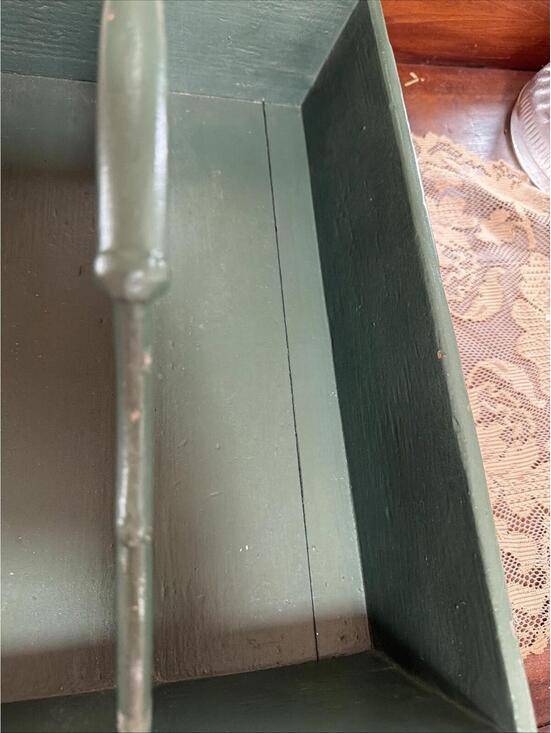 Antique wood cutlery caddy Green Paint utensil carrier Centerpiece Country Farm - Picture 4 of 13